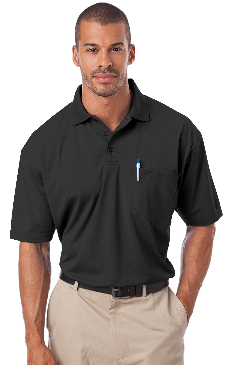ADULT IL-50 POCKETED POLO  -  BLACK 2 EXTRA LARGE SOLID-