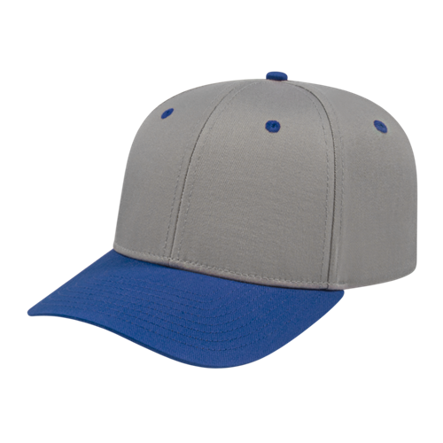 ORIGINAL POLY/COTTON SNAP BACK CAP ADULT SILVER/ROYAL