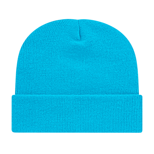 KNIT CAP WITH CUFF ADULT CYAN BLUE