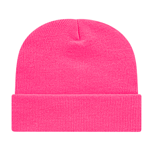 KNIT CAP WITH CUFF ADULT NEON PINK