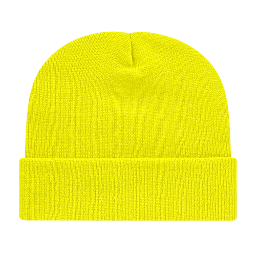 KNIT CAP WITH CUFF ADULT NEON YELLOW