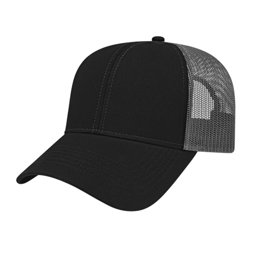 TWO-TONE TRUCKER MESH BACK CAP ADULT BLACK/CHARCOAL