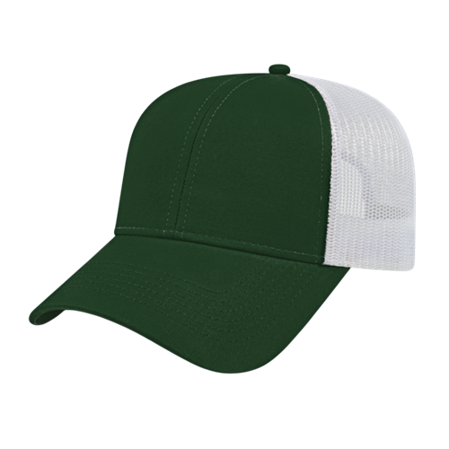 TWO-TONE TRUCKER MESH BACK CAP ADULT FOREST GREEN/WHITE