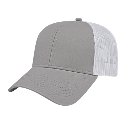 TWO-TONE TRUCKER MESH BACK CAP ADULT GRAY/WHITE