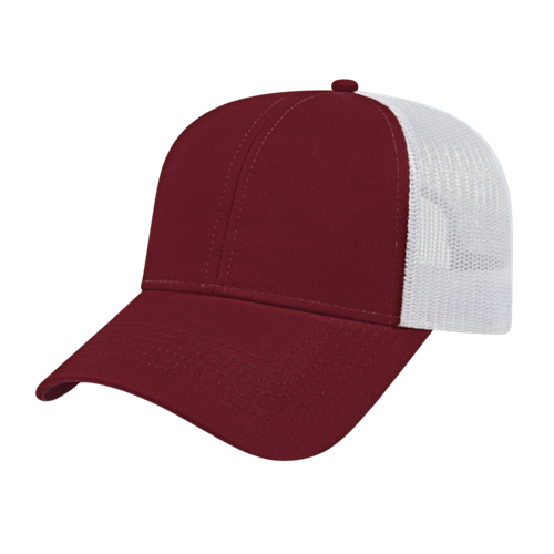 TWO-TONE TRUCKER MESH BACK CAP ADULT MAROON/WHITE