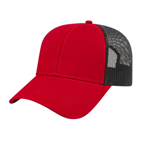 TWO-TONE TRUCKER MESH BACK CAP ADULT RED/BLACK