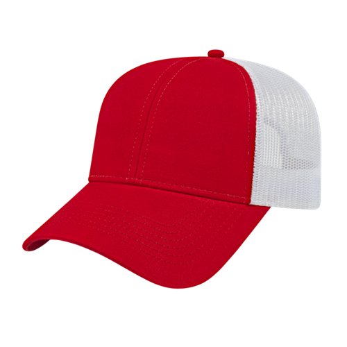 TWO-TONE TRUCKER MESH BACK CAP ADULT RED/WHITE