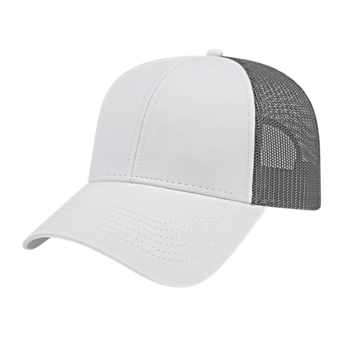 TWO-TONE TRUCKER MESH BACK CAP ADULT WHITE/CHARCOAL