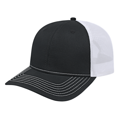 TRUCKER MESH BACK CAP ADULT BLACK/WHITE