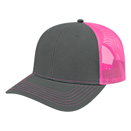 TRUCKER MESH BACK CAP ADULT CHARCOAL/PINK