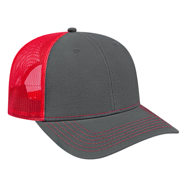 TRUCKER MESH BACK CAP ADULT CHARCOAL/RED