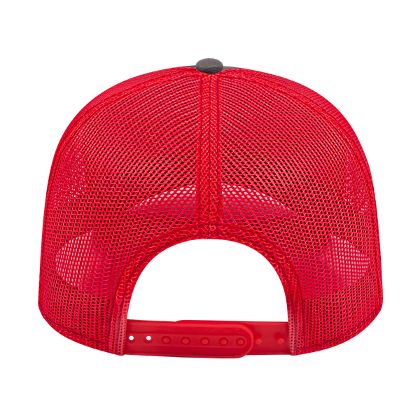 TRUCKER MESH BACK CAP ADULT CHARCOAL/RED