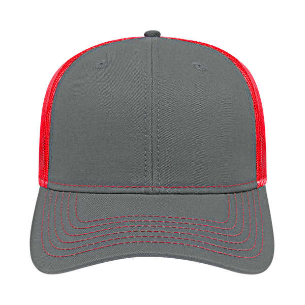 TRUCKER MESH BACK CAP ADULT CHARCOAL/RED