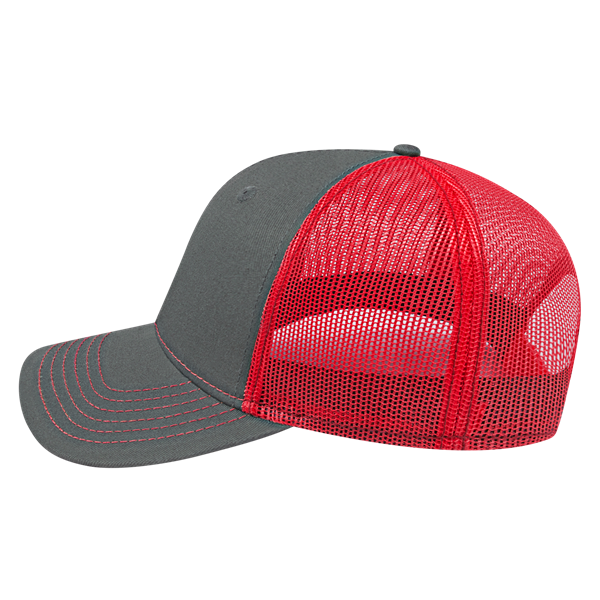 TRUCKER MESH BACK CAP ADULT CHARCOAL/RED