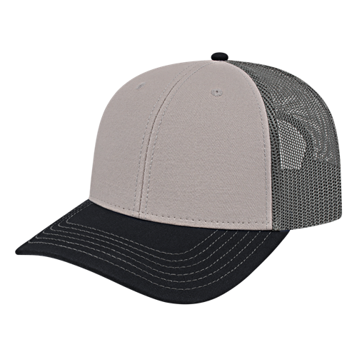 TRUCKER MESH BACK CAP ADULT GRAY/BLACK/CHARCOAL