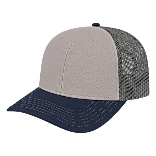 TRUCKER MESH BACK CAP ADULT GRAY/NAVY/CHARCOAL