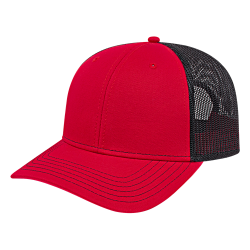 TRUCKER MESH BACK CAP ADULT RED/BLACK