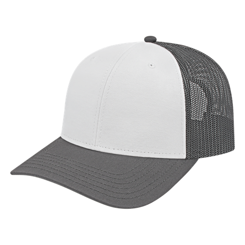 TRUCKER MESH BACK CAP ADULT WHITE/CHARCOAL