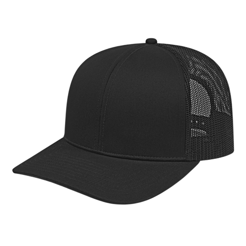 POLY/COTTON TRUCKER MESH BACK CAP ADULT BLACK