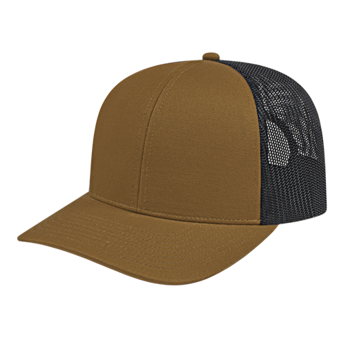 POLY/COTTON TRUCKER MESH BACK CAP ADULT CARAMEL/BLACK