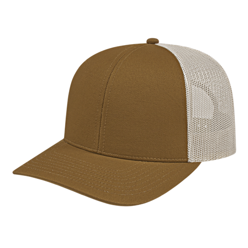 POLY/COTTON TRUCKER MESH BACK CAP ADULT CARAMEL/STONE