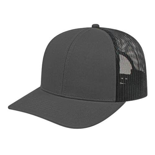 POLY/COTTON TRUCKER MESH BACK CAP ADULT CHARCOAL/BLACK