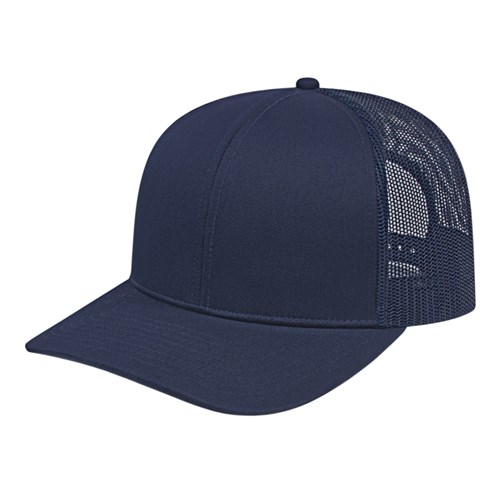 POLY/COTTON TRUCKER MESH BACK CAP ADULT NAVY