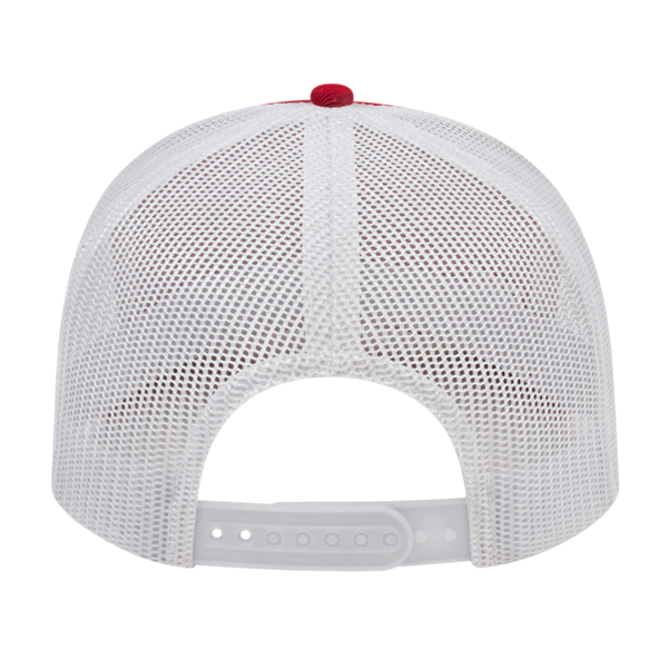 POLY/COTTON TRUCKER MESH BACK CAP ADULT RED/WHITE