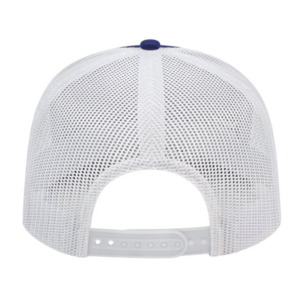 POLY/COTTON TRUCKER MESH BACK CAP ADULT ROYAL/WHITE