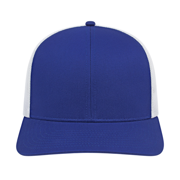 POLY/COTTON TRUCKER MESH BACK CAP ADULT ROYAL/WHITE