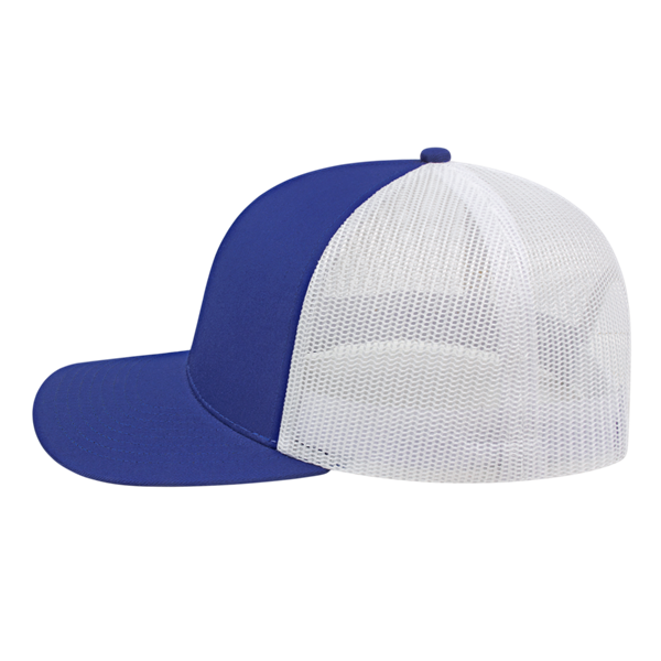 POLY/COTTON TRUCKER MESH BACK CAP ADULT ROYAL/WHITE