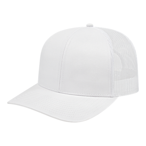 POLY/COTTON TRUCKER MESH BACK CAP ADULT WHITE