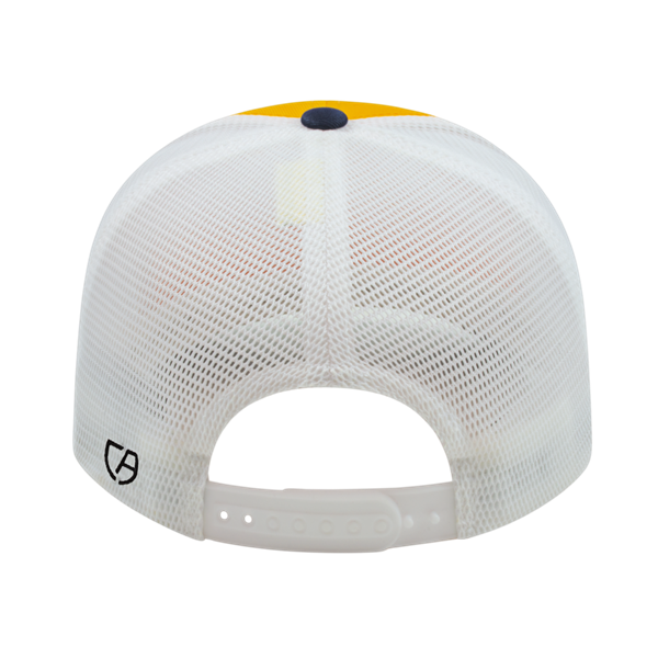 FLEXFIT 110® PREMIUM TRUCKER MESH BACK CAP ADULT ATHLETIC GOLD/NAVY/WHITE