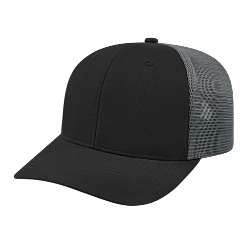 FLEXFIT 110® PREMIUM TRUCKER MESH BACK CAP ADULT BLACK/GRAPHITE