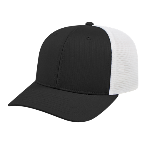 FLEXFIT 110® PREMIUM TRUCKER MESH BACK CAP ADULT BLACK/WHITE