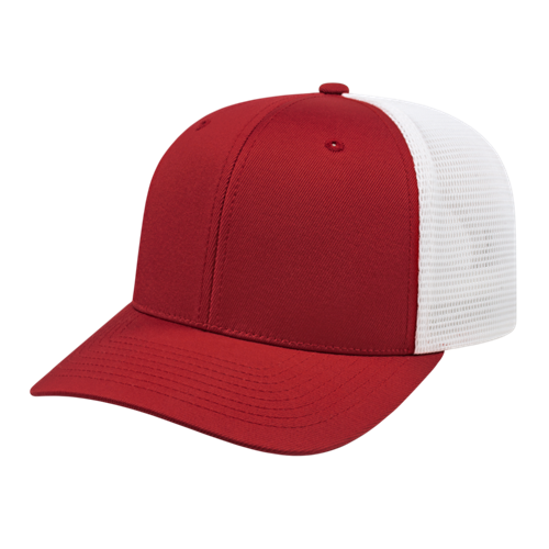 FLEXFIT 110® PREMIUM TRUCKER MESH BACK CAP ADULT CARDINAL/WHITE