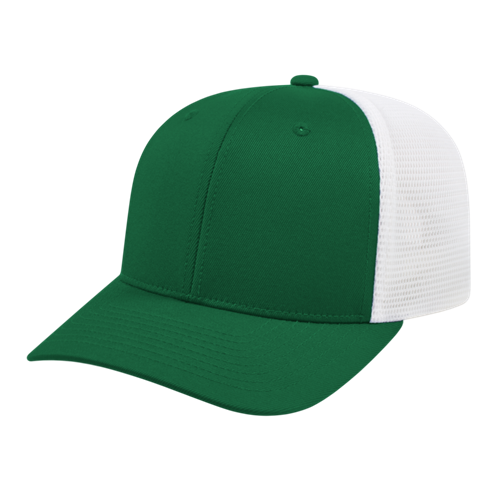 FLEXFIT 110® PREMIUM TRUCKER MESH BACK CAP ADULT DARK GREEN/WHITE