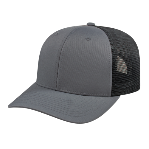 FLEXFIT 110® PREMIUM TRUCKER MESH BACK CAP ADULT GRAPHITE/BLACK