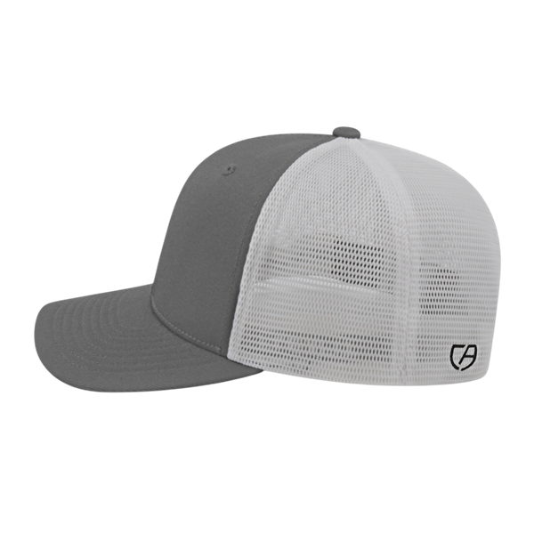 FLEXFIT 110® PREMIUM TRUCKER MESH BACK CAP ADULT GRAPHITE/WHITE