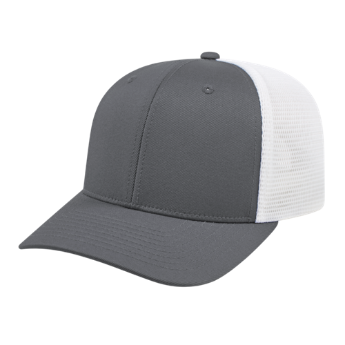 FLEXFIT 110® PREMIUM TRUCKER MESH BACK CAP ADULT GRAPHITE/WHITE