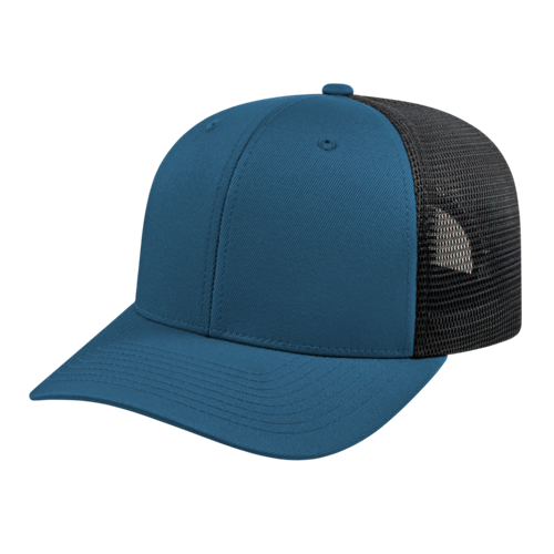 FLEXFIT 110® PREMIUM TRUCKER MESH BACK CAP ADULT INDIGO BLUE/BLACK