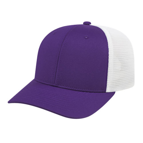 FLEXFIT 110® PREMIUM TRUCKER MESH BACK CAP ADULT PURPLE/WHITE