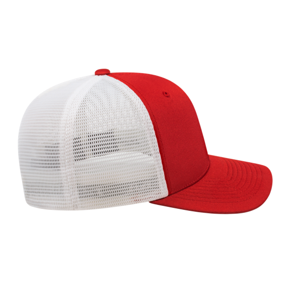 FLEXFIT 110® PREMIUM TRUCKER MESH BACK CAP ADULT RED/WHITE