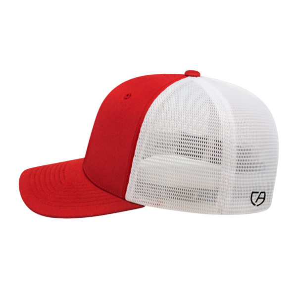 FLEXFIT 110® PREMIUM TRUCKER MESH BACK CAP ADULT RED/WHITE