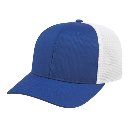 FLEXFIT 110® PREMIUM TRUCKER MESH BACK CAP ADULT ROYAL/WHITE