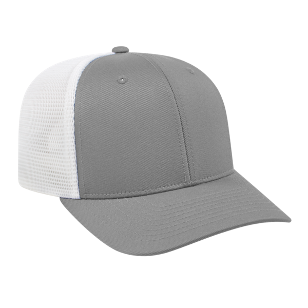 FLEXFIT 110® PREMIUM TRUCKER MESH BACK CAP ADULT SILVER/WHITE