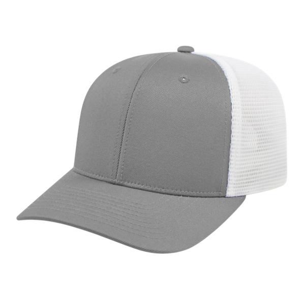 FLEXFIT 110® PREMIUM TRUCKER MESH BACK CAP ADULT SILVER/WHITE