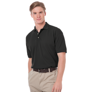 MENS SHORT SLEEVE 100% COTTON PIQUE POLO  -  BLACK 2 EXTRA LARGE SOLID