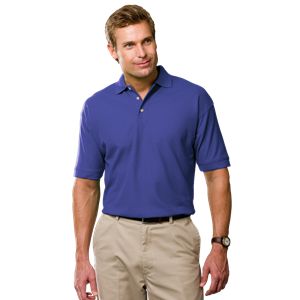 MENS SHORT SLEEVE 100% COTTON PIQUE POLO  -  FRENCH BLUE 2 EXTRA LARGE SOLID