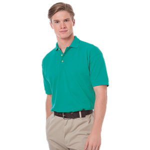 MENS SHORT SLEEVE 100% COTTON PIQUE POLO  -  JADE 2 EXTRA LARGE SOLID